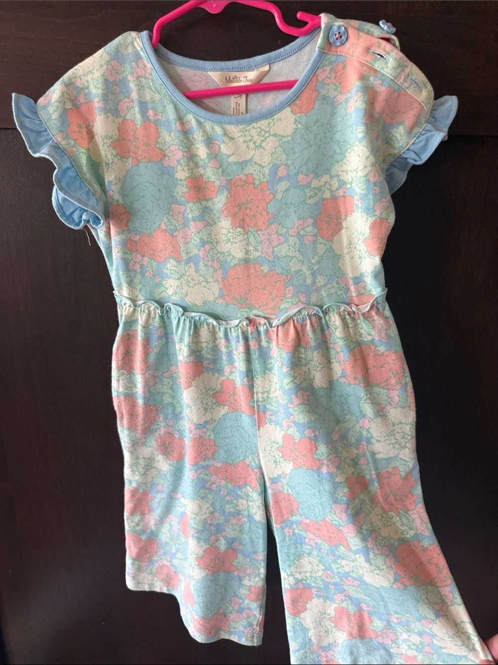 Matilda Jane Pastel Floral Romper in Light Blue, Pink & Cream